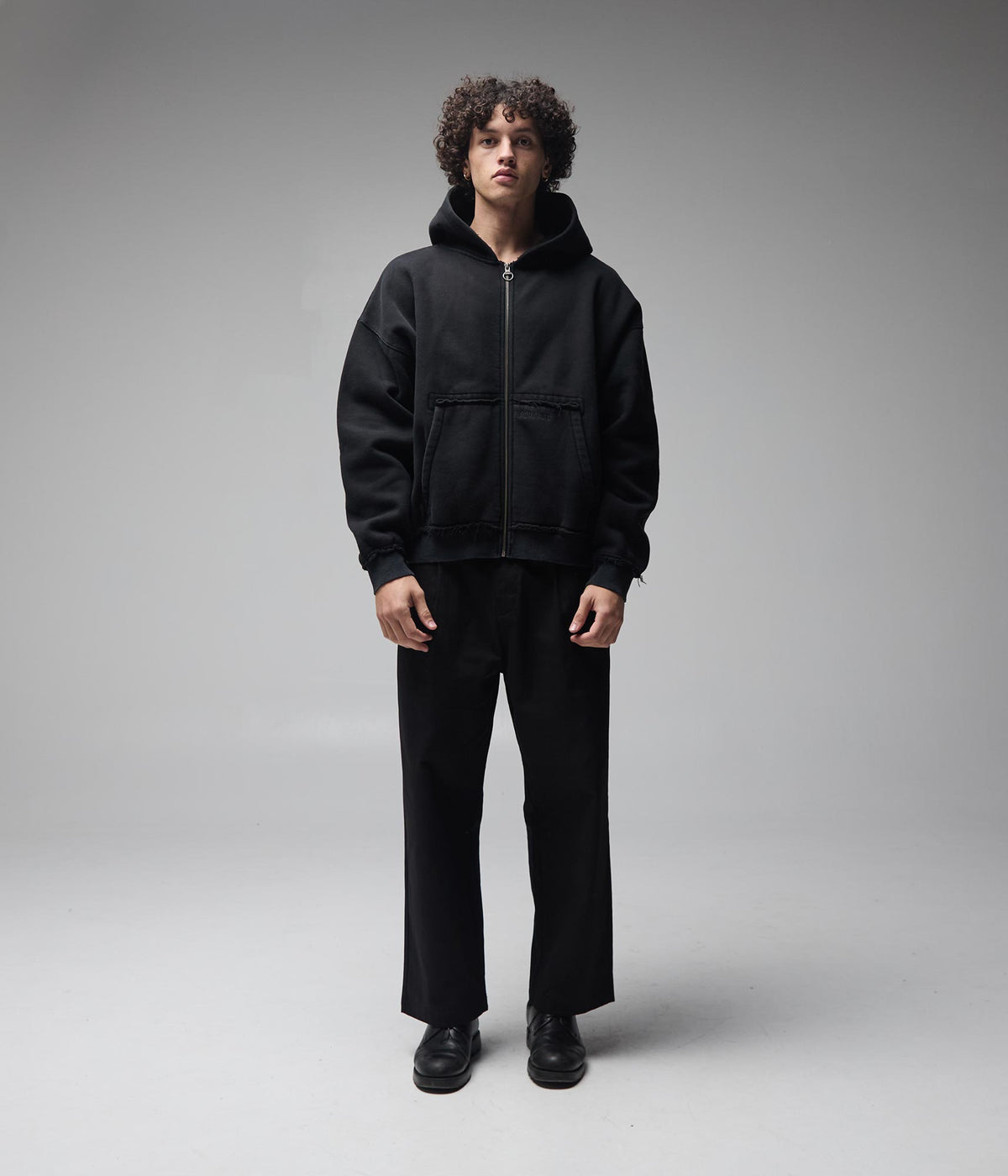 ALLEVIATE BOXY ZIP HOOD // WASHED BLACK