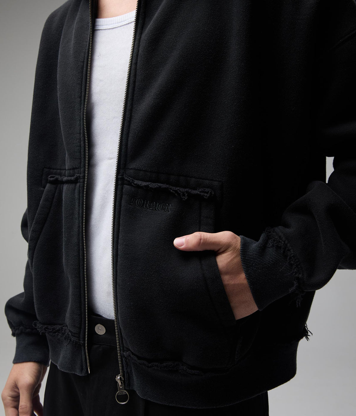 ALLEVIATE BOXY ZIP HOOD // WASHED BLACK