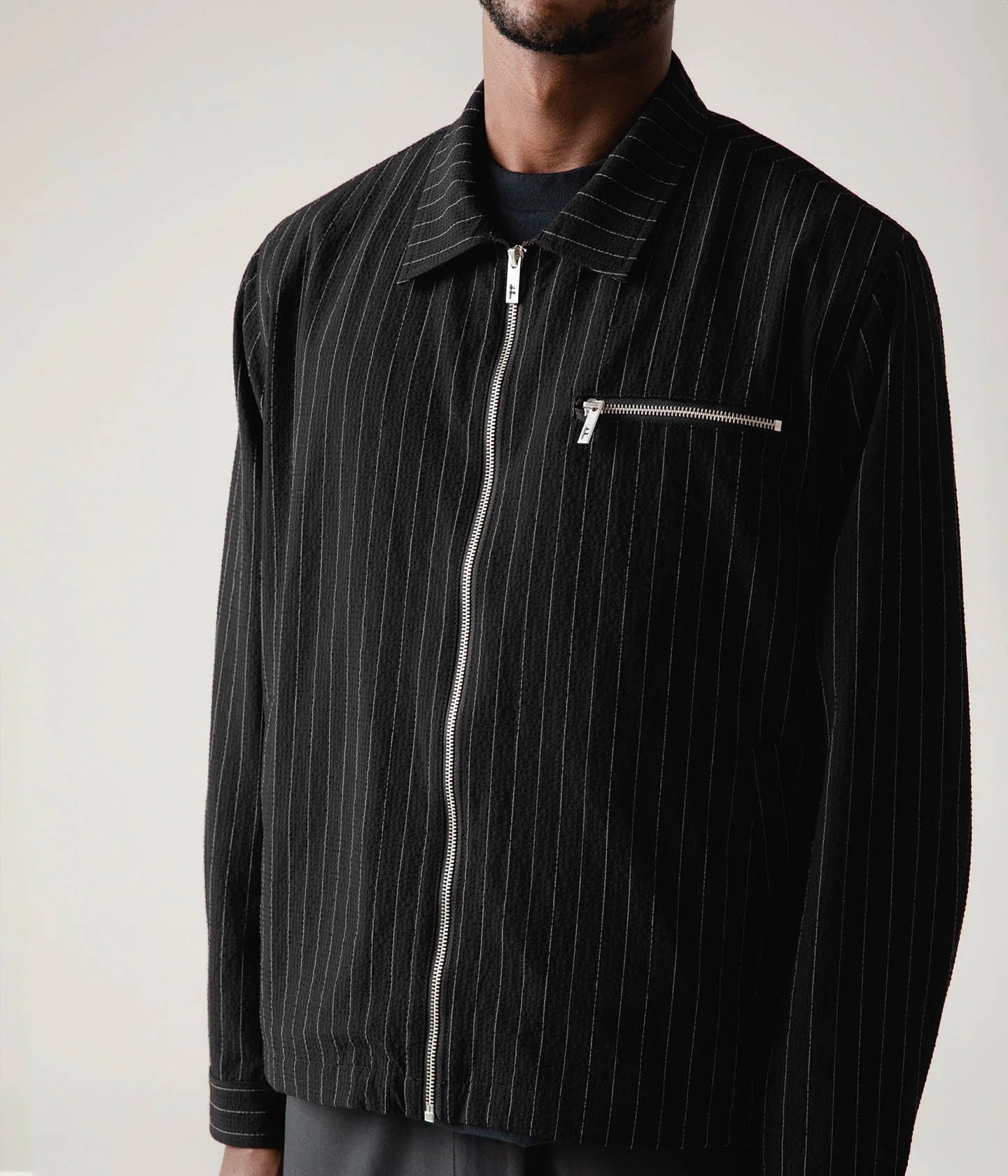 CAGE SEERSUCKER JACKET // BLACK PINSTRIPE