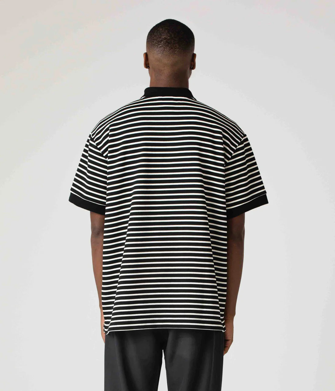 UNIFORM STRIPED SS POLO // WORN BLACK WHITE