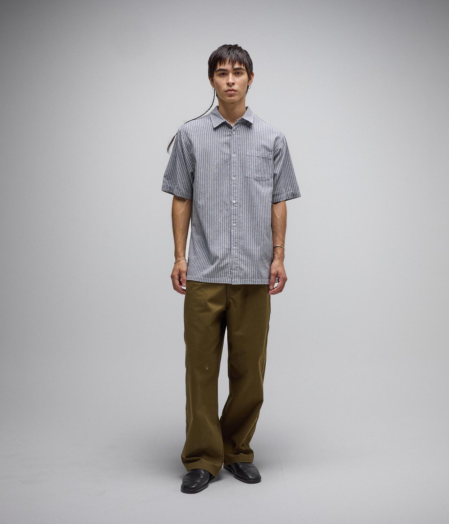 REYNOLDS STRIPE SS SHIRT // BONE/NAVY