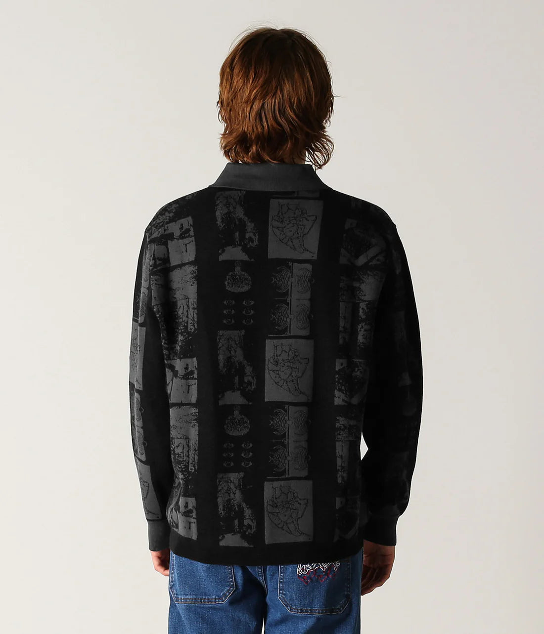 REQUIEM LS KNIT POLO // BLACK GREY