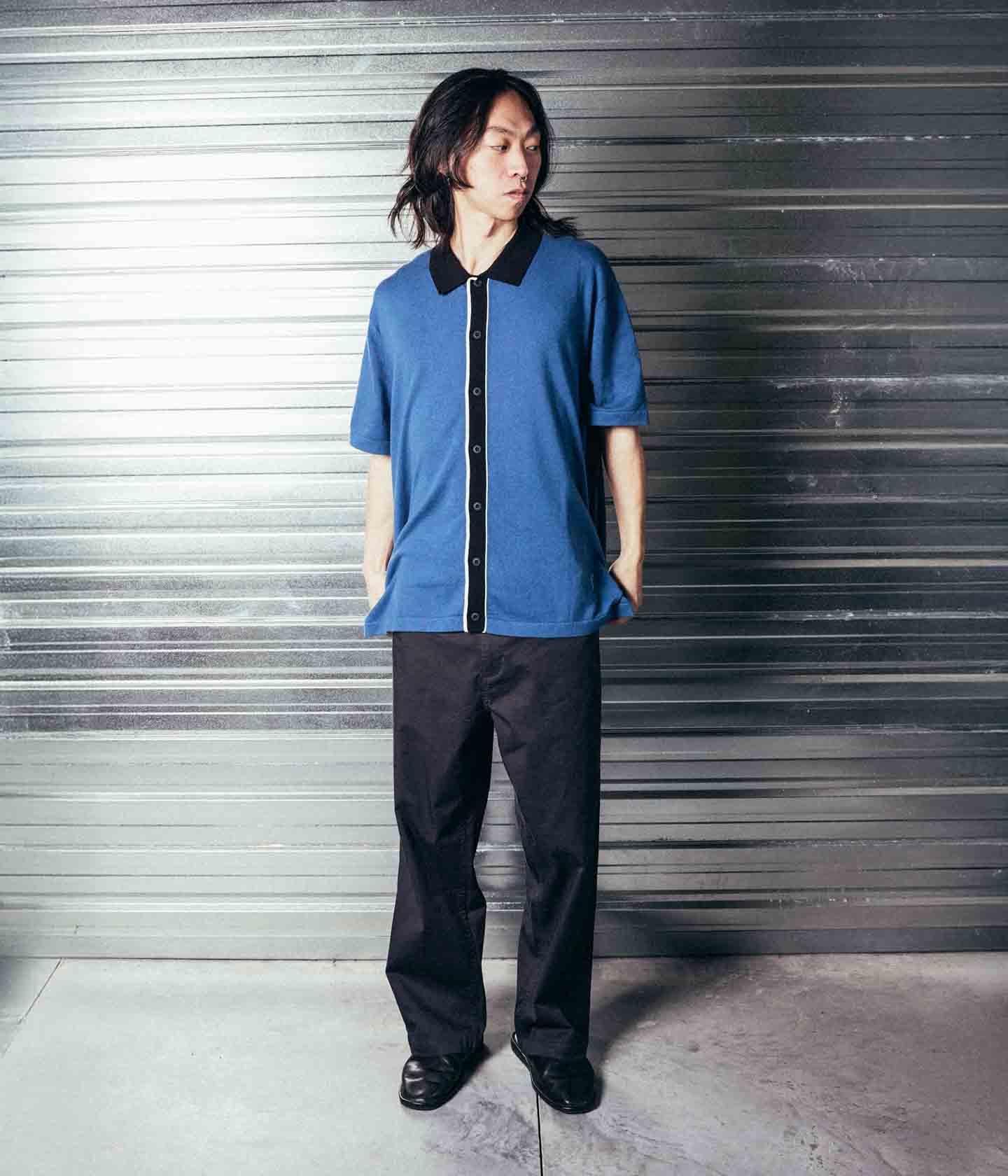 MARILYN SS KNIT SHIRT // STEEL