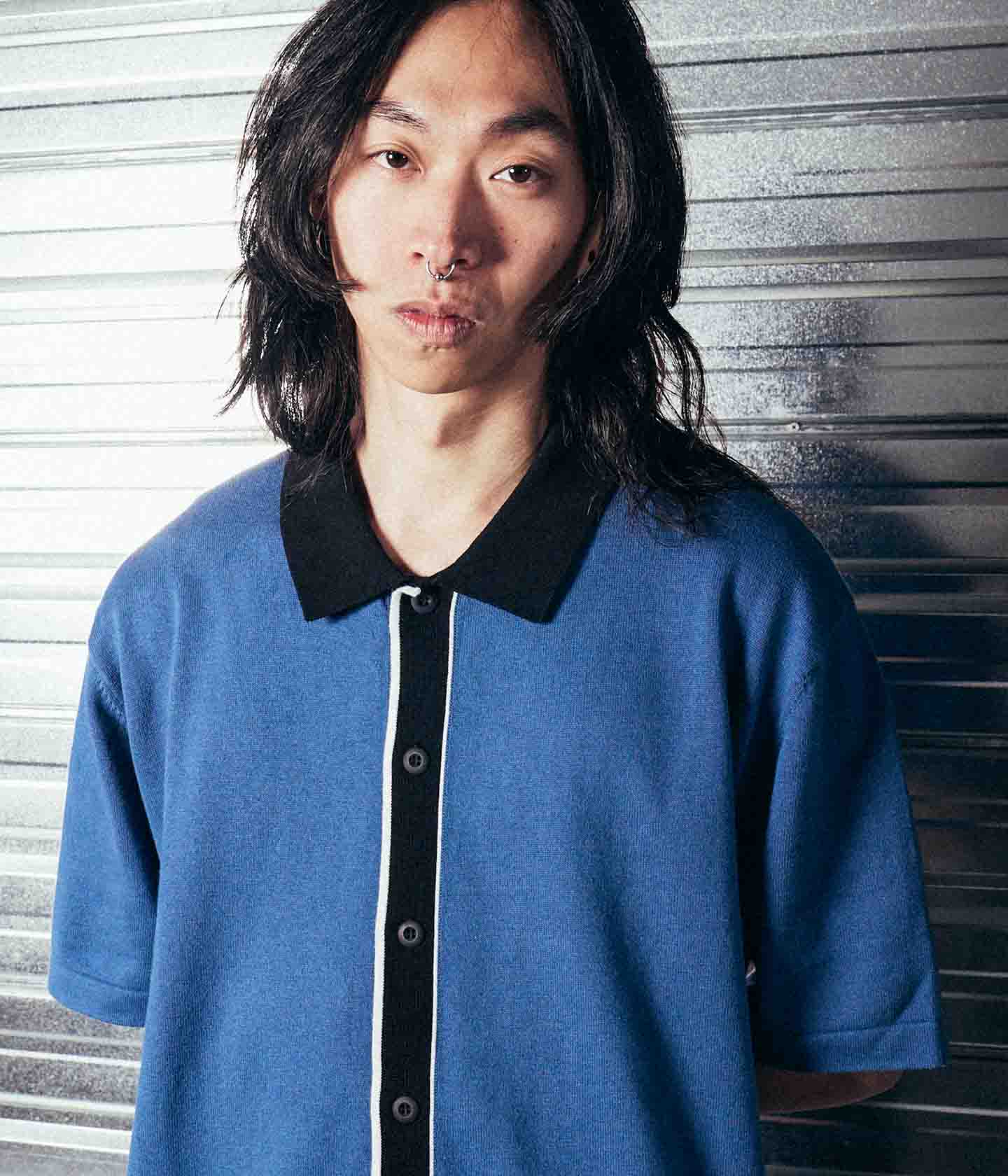 MARILYN SS KNIT SHIRT // STEEL