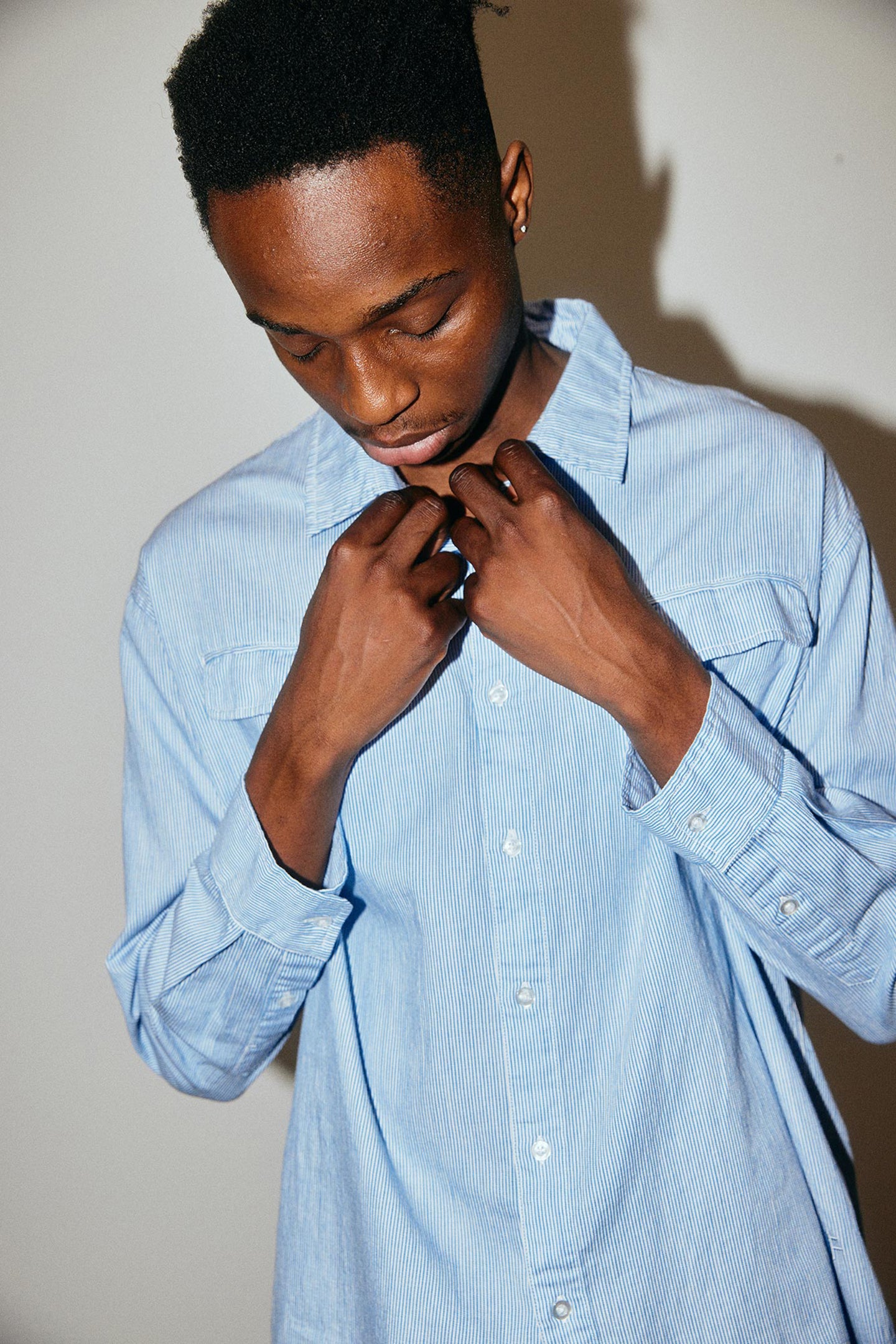 BROADCAST STRIPED LS SHIRT // BLUE WHITE