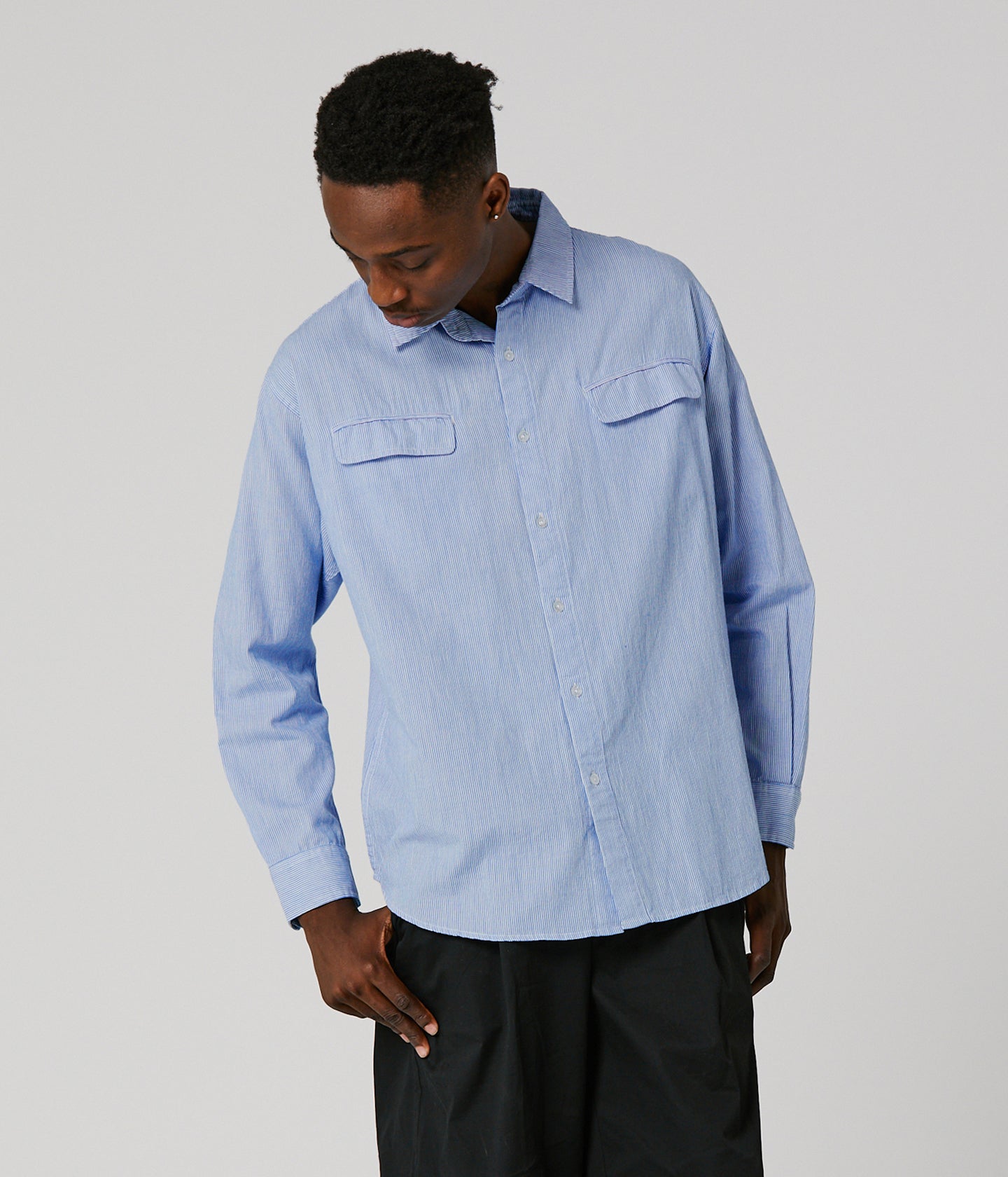 BROADCAST STRIPED LS SHIRT // BLUE WHITE