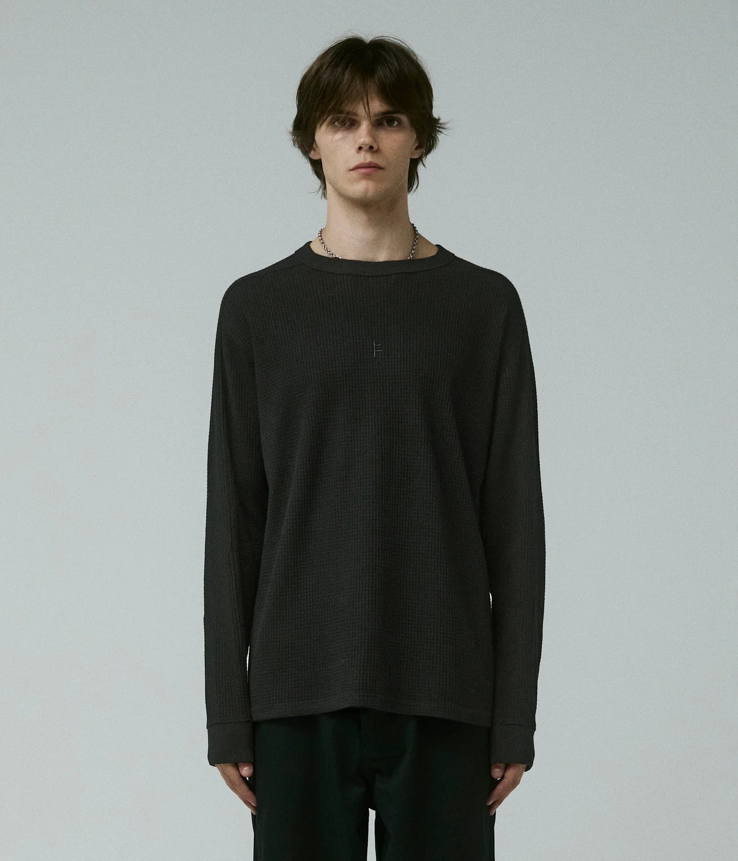 FRANCHISE WAFFLE LS T-SHIRT // BLACK