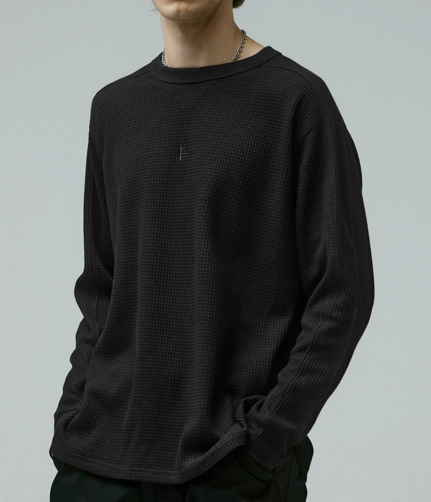 FRANCHISE WAFFLE LS T-SHIRT // BLACK
