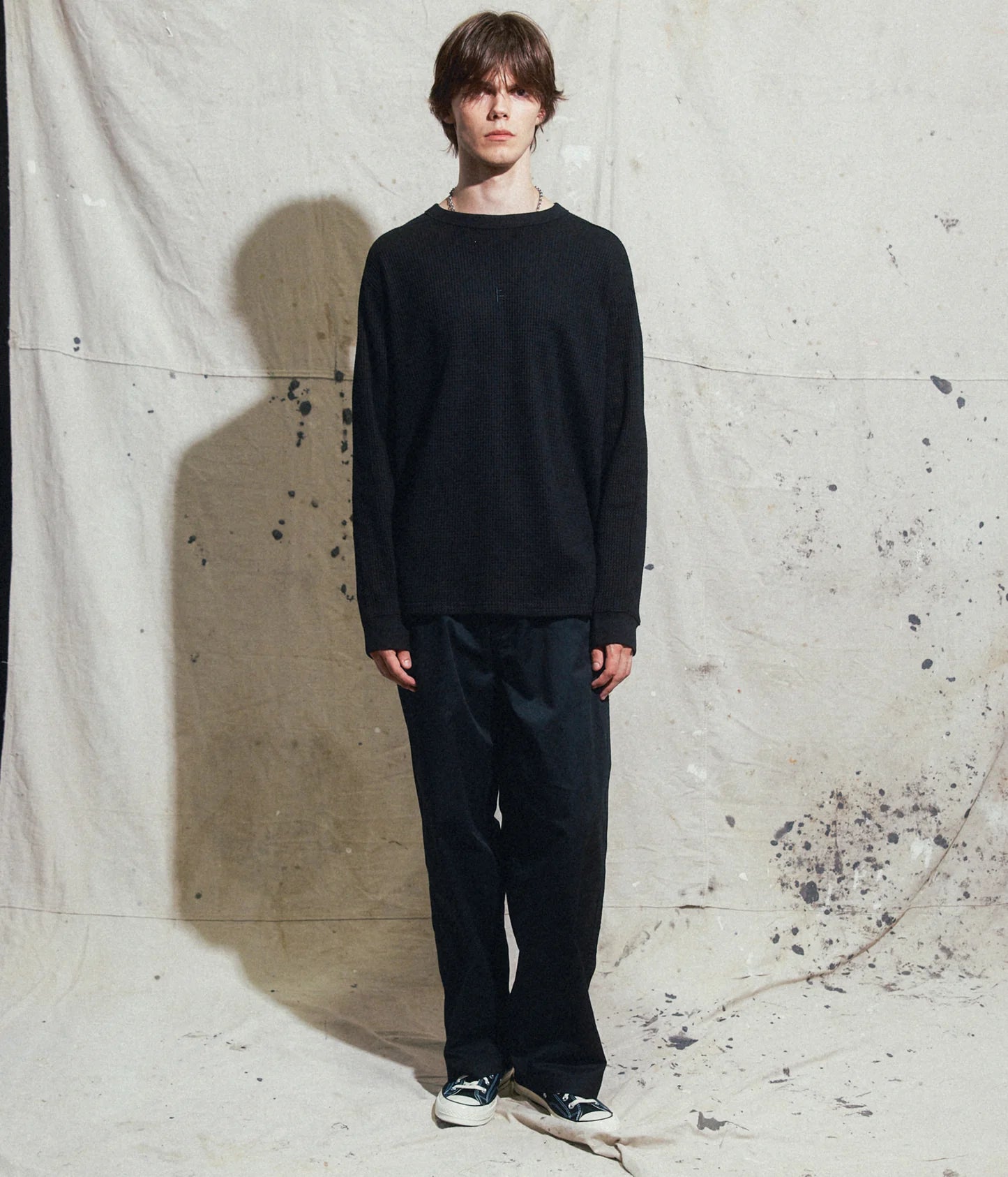 FRANCHISE WAFFLE LS T-SHIRT // BLACK