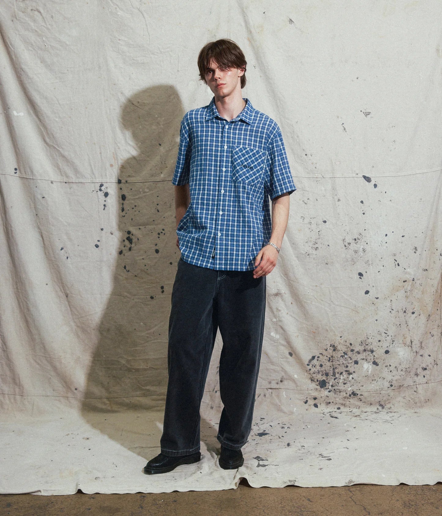 MANNERS CHECK SS SHIRT // VINTAGE NAVY