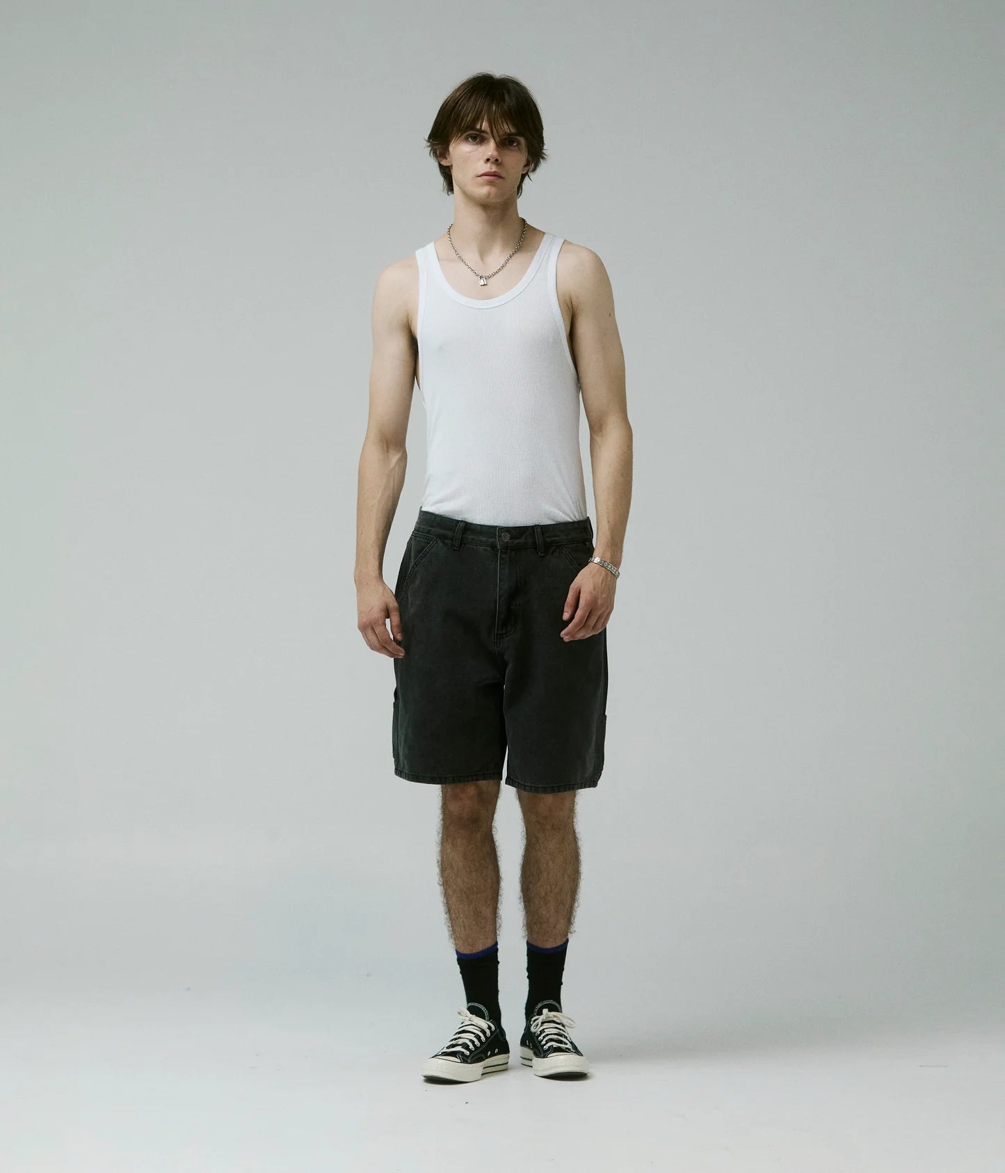 DISTEND VT DENIM CARPENTER SHORT // WASHED BLACK