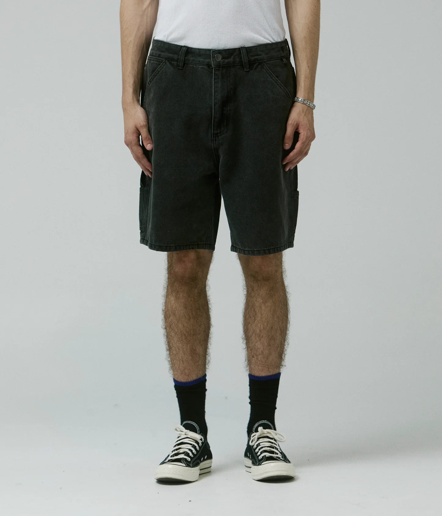 DISTEND VT DENIM CARPENTER SHORT // WASHED BLACK