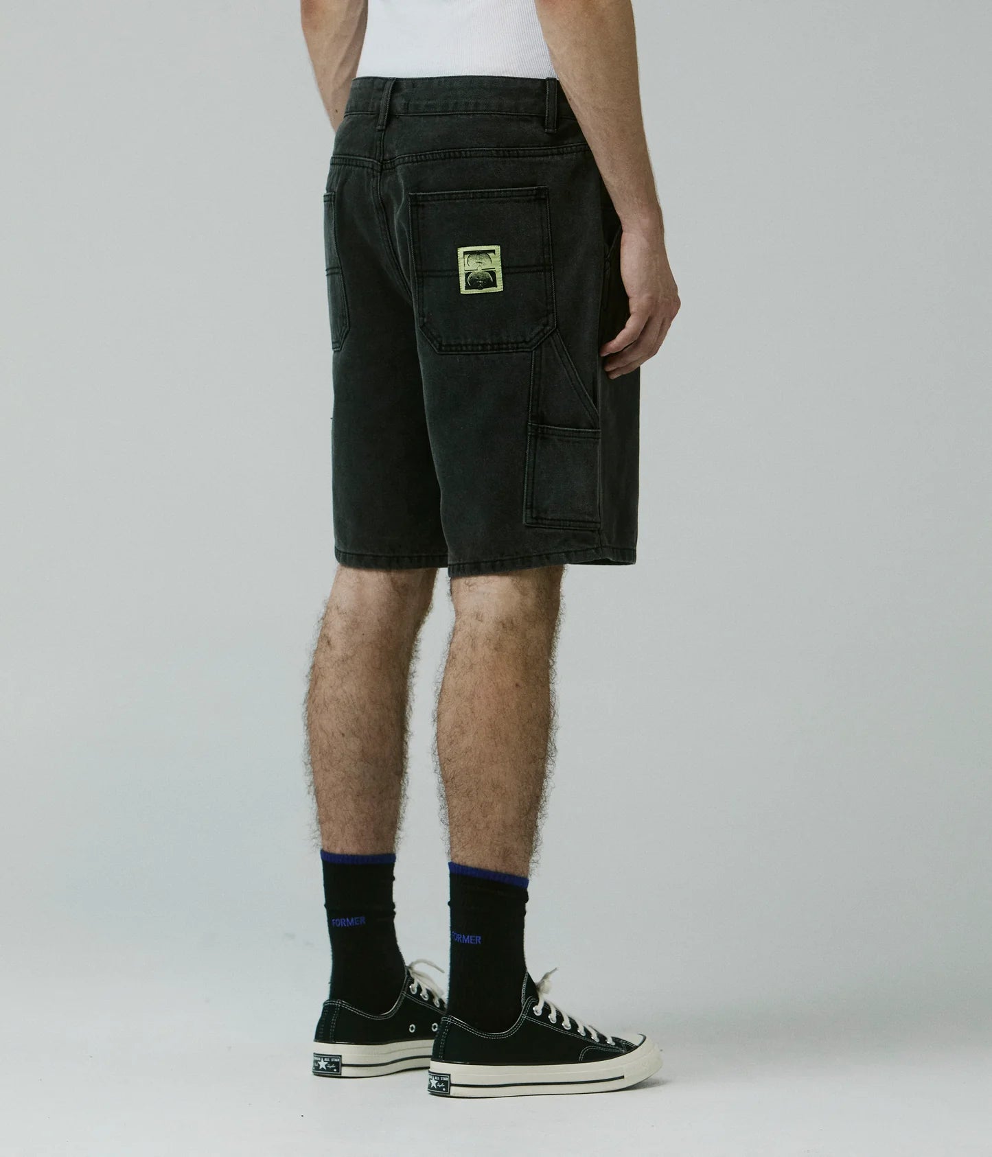 DISTEND VT DENIM CARPENTER SHORT // WASHED BLACK