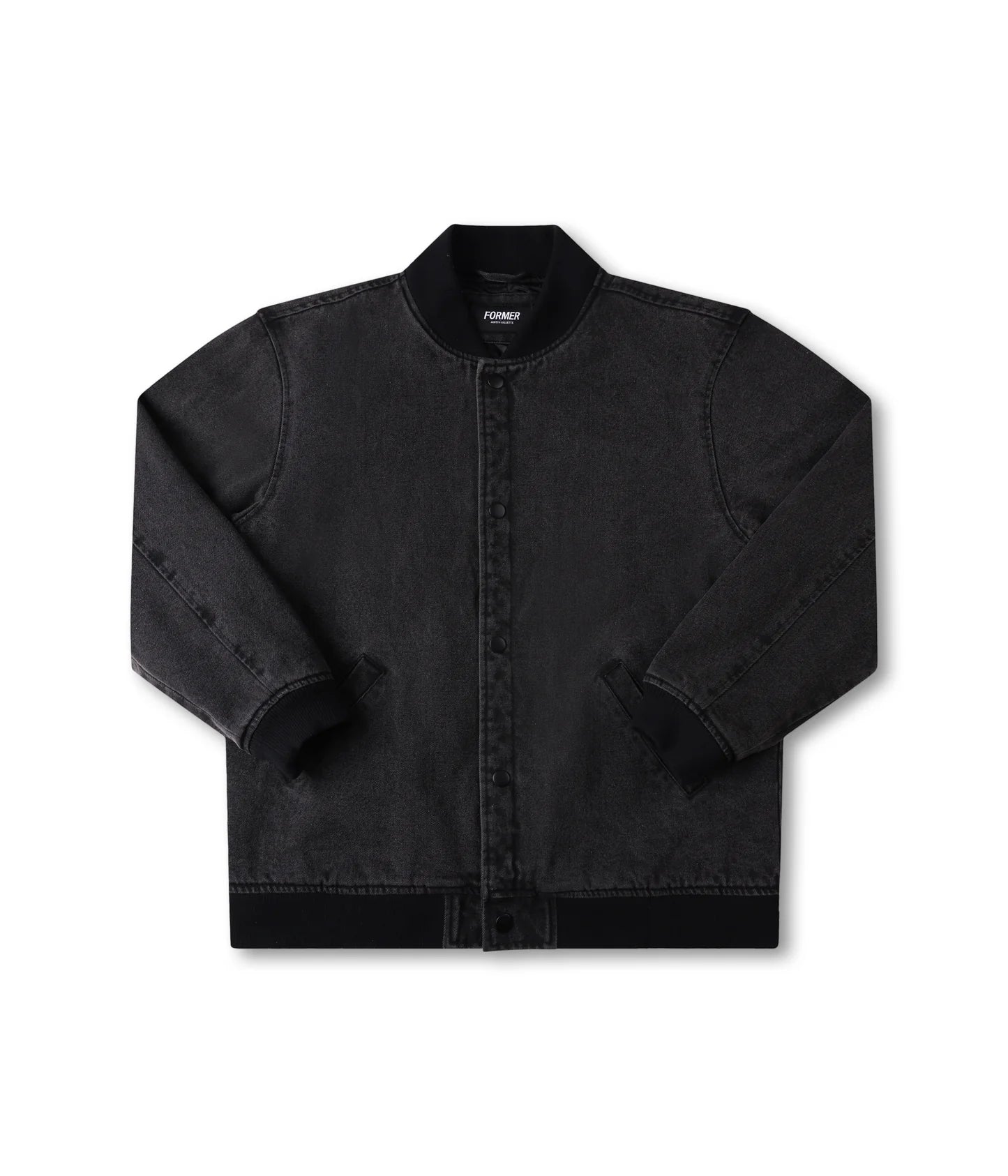 AG VARSITY JACKET // BLACK DENIM