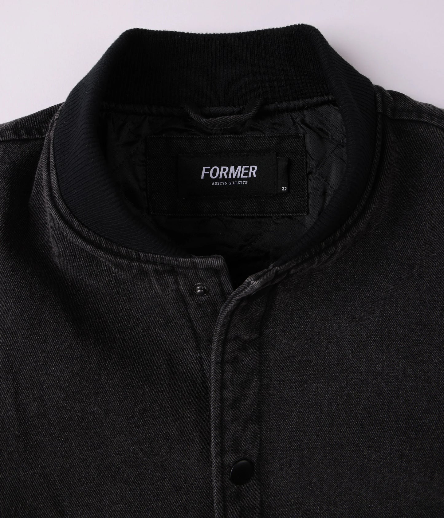 AG VARSITY JACKET // BLACK DENIM