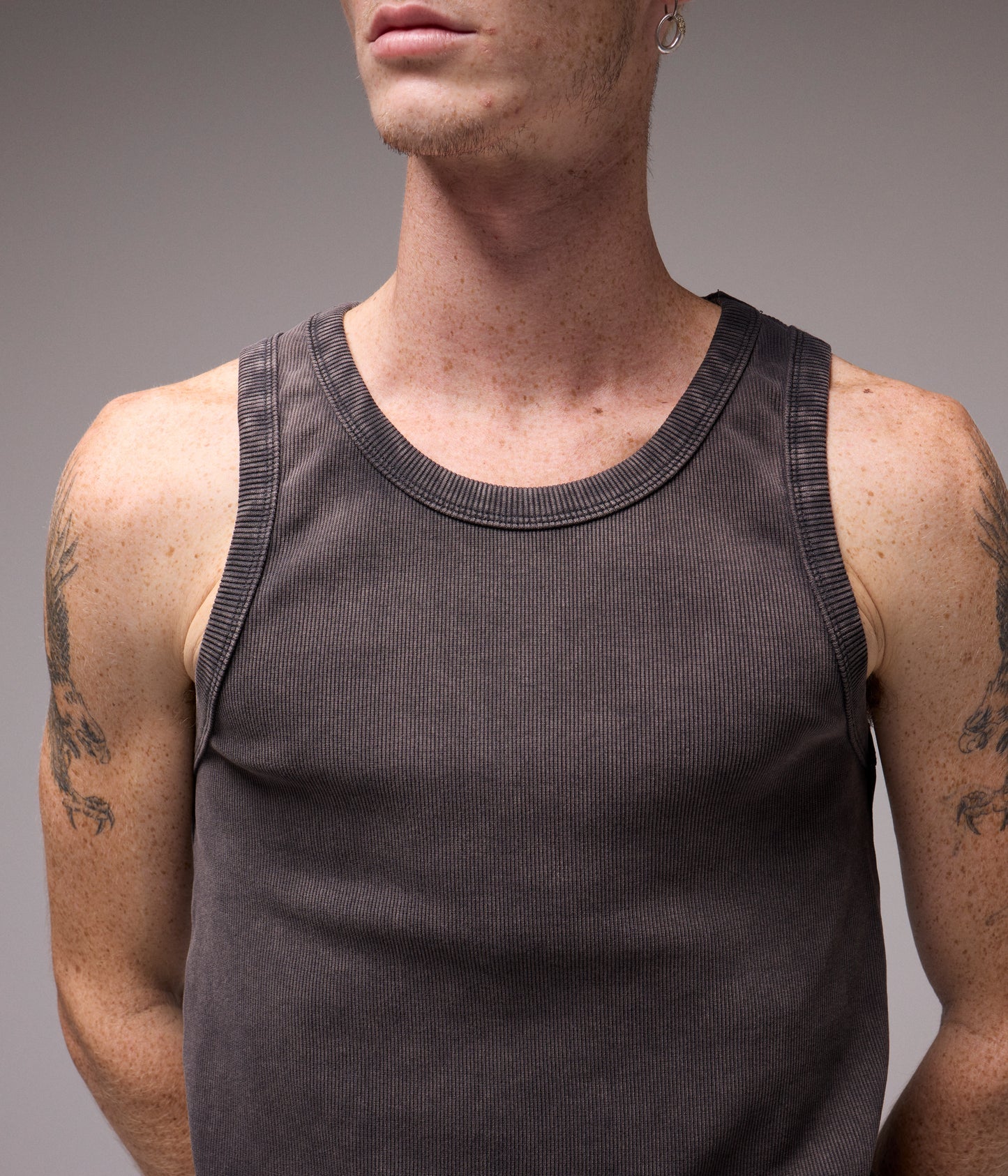 ACID RIB SINGLET // WASHED BLACK
