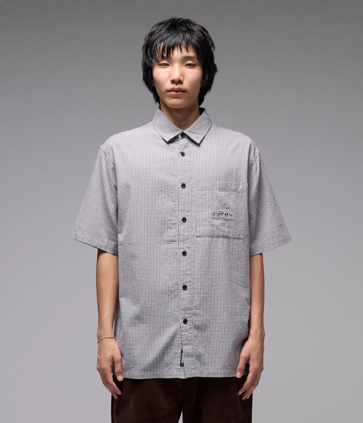 VIVIAN CHECK SS SHIRT // BLACK
