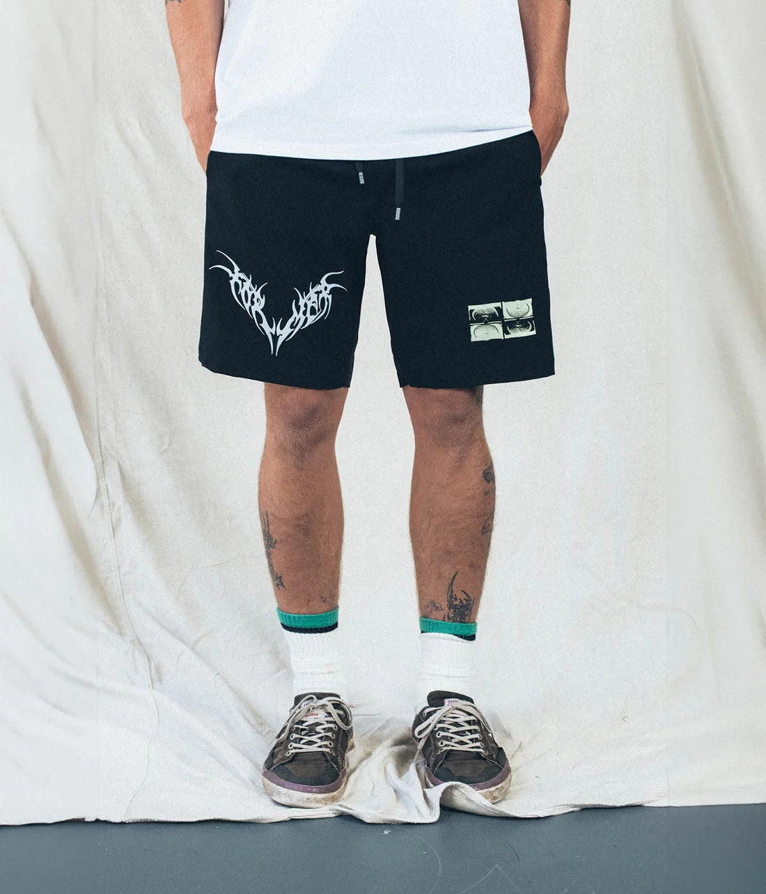 SWANS TRIBAL SWIM TRUNK // BLACK