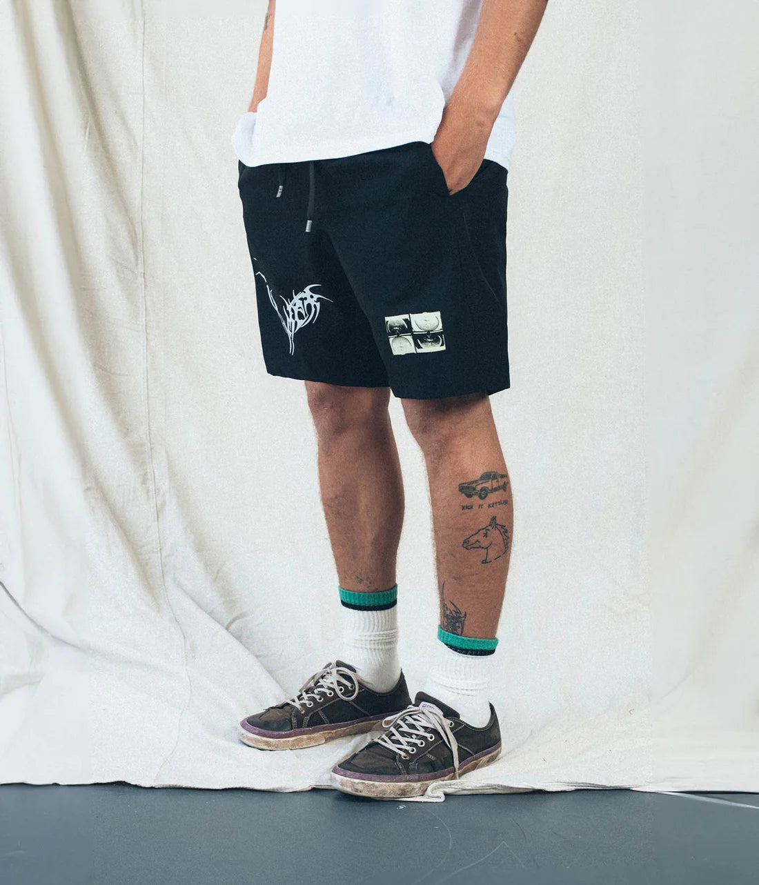 SWANS TRIBAL SWIM TRUNK // BLACK