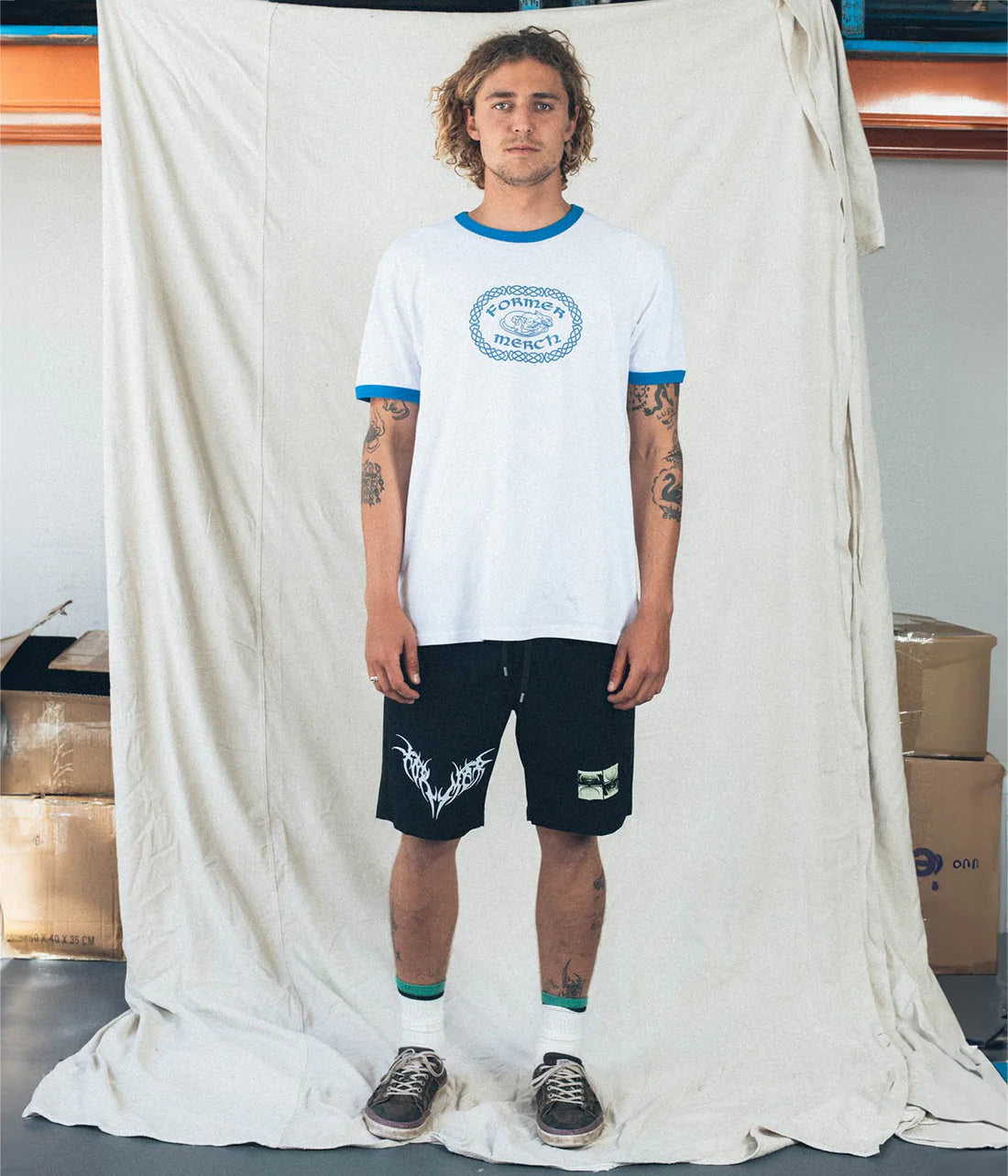 SWANS TRIBAL SWIM TRUNK // BLACK