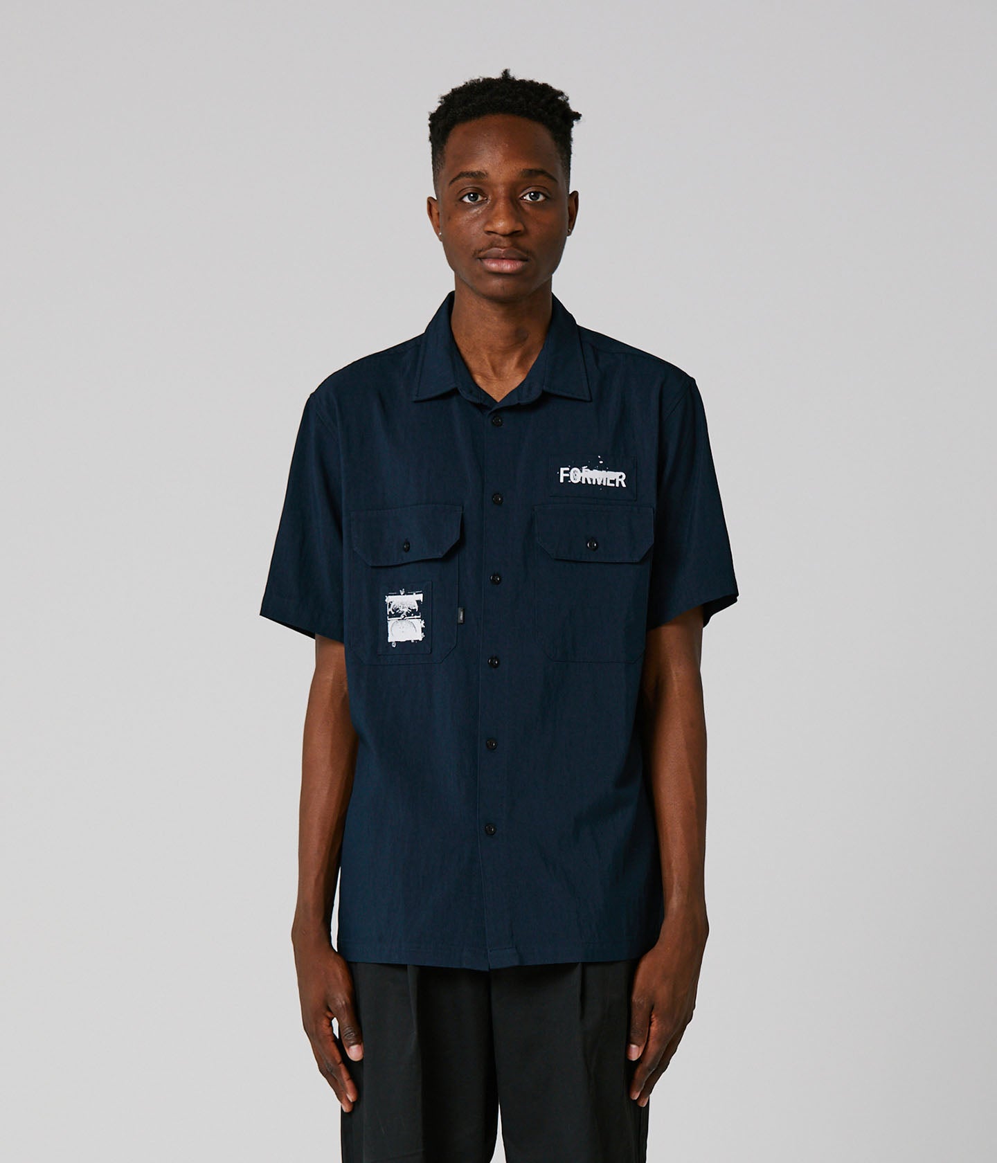 SCRATCHED SS WORK SHIRT // CADET