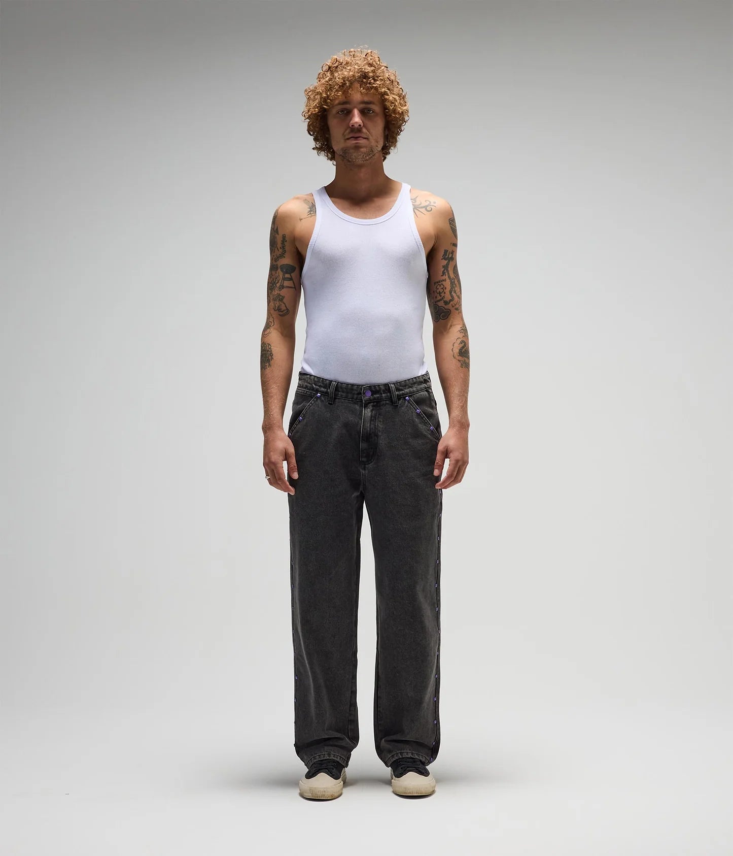 STUDDED DENIM PANT // WSHBLK