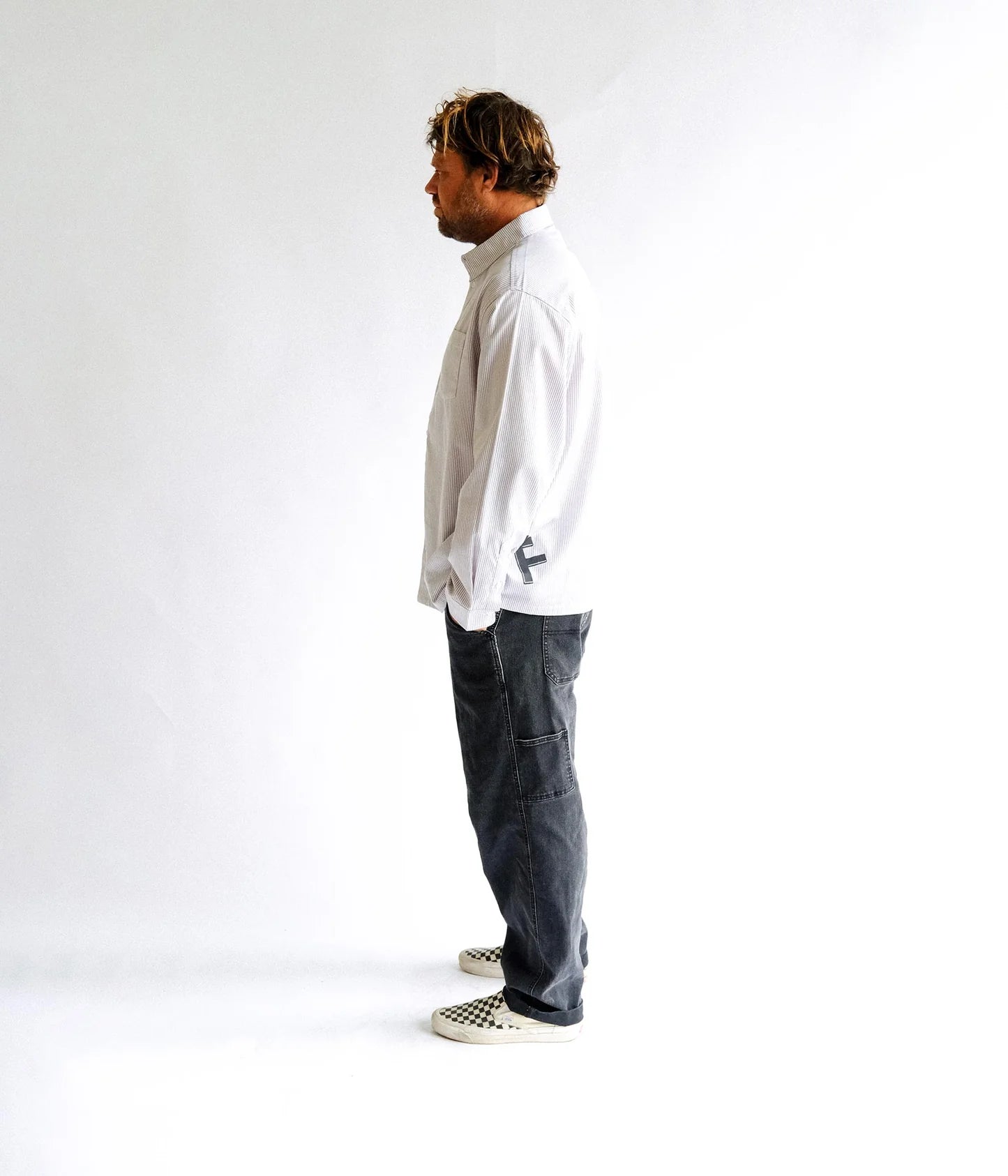 DXD REYNOLDS STRIPE LS SHIRT // GREY