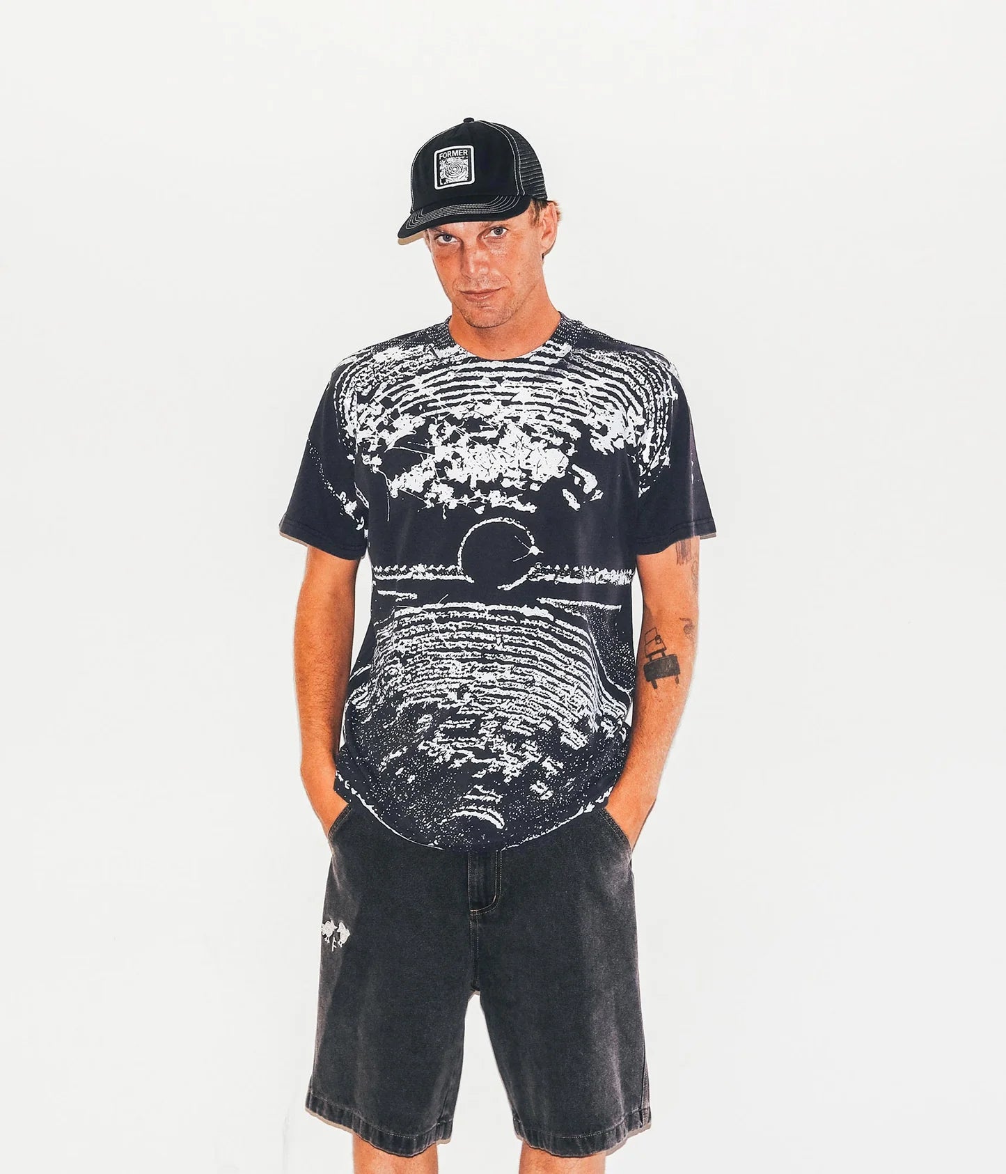 ALL OVER CRUX SCAN T-SHIRT // MERCH BLACK