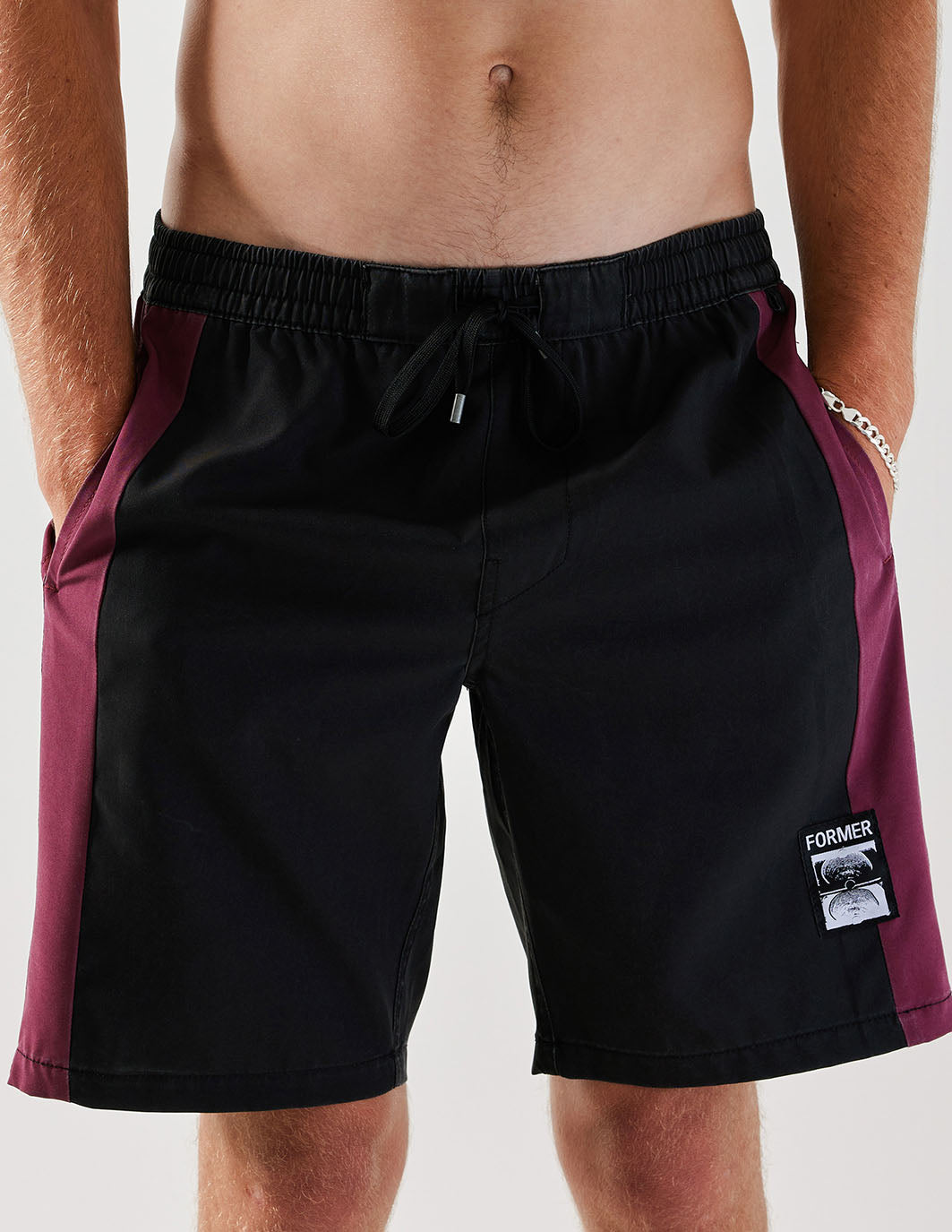 SWAN PANEL SWIM TRUNK | BLACK