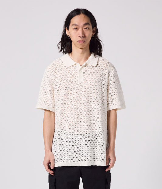 AG CROCHET KNIT POLO // BONE