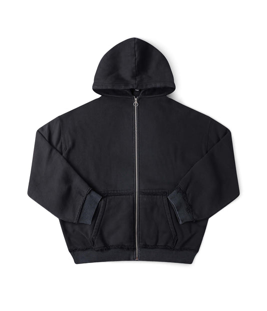 ALLEVIATE BOXY ZIP HOOD // WASHED BLACK