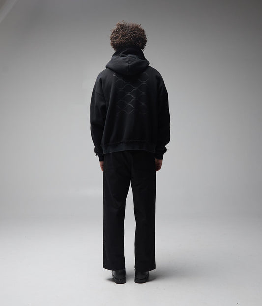 ALLEVIATE BOXY ZIP HOOD // WASHED BLACK