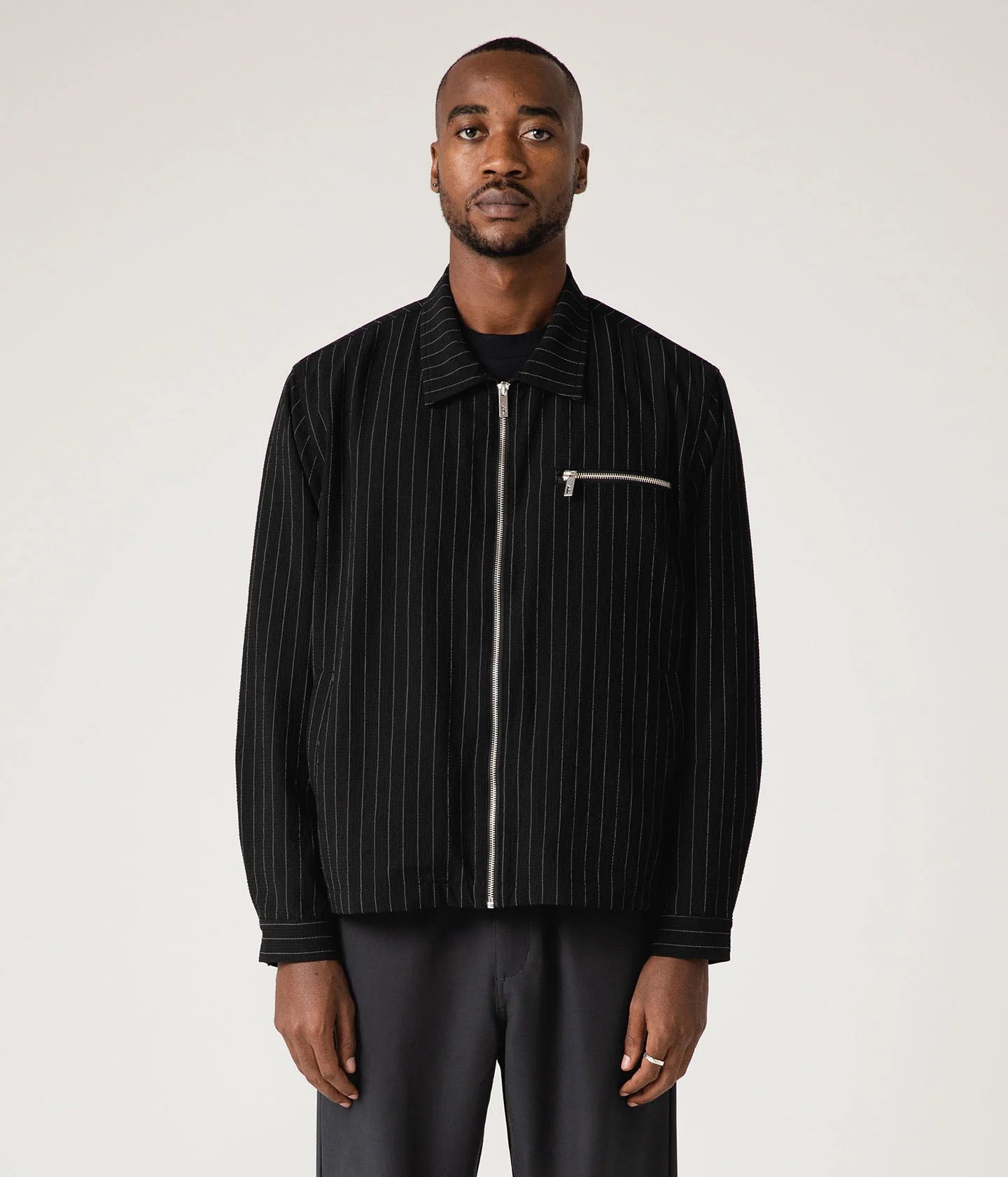 CAGE SEERSUCKER JACKET // BLACK PINSTRIPE