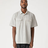 BROADCAST SEERSUCKER SS SHIRT // BONE BLACK