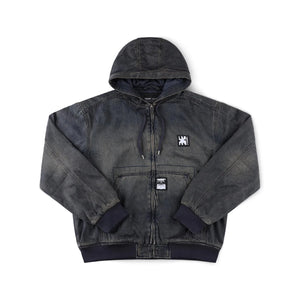 ENIGMA HOODED DENIM JACKET // DARK BLUE