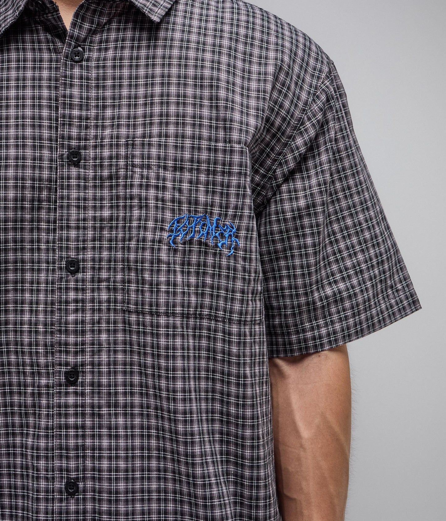 VIVIAN CHECK SS SHIRT // WORN BLACK