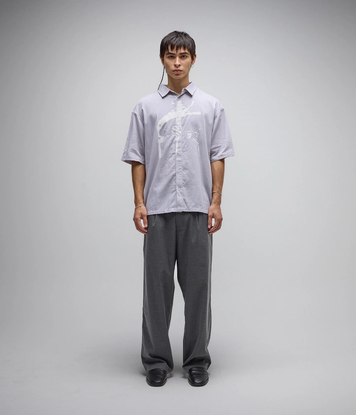 VIVIAN BOXY STRIPE SS SHIRT // GREY