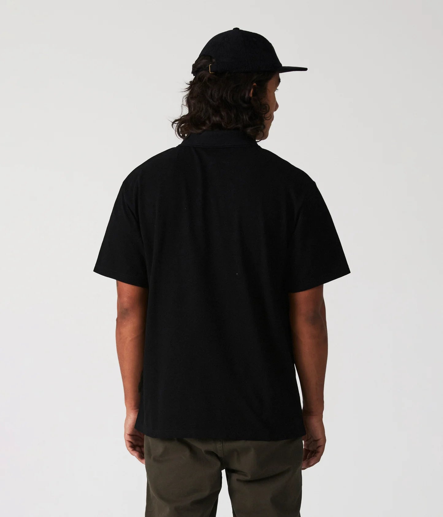 UNIFORM SS BUTTON POLO // BLACK