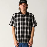 BROADCAST PLAID SS SHIRT // BLACK OMBRE