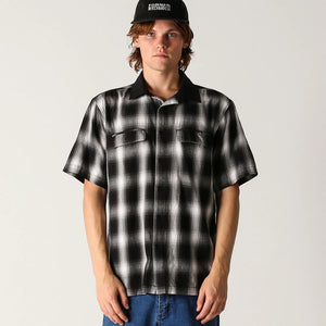BROADCAST PLAID SS SHIRT // BLACK OMBRE