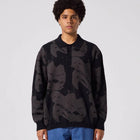DISTORT LS KNIT POLO // BLACK
