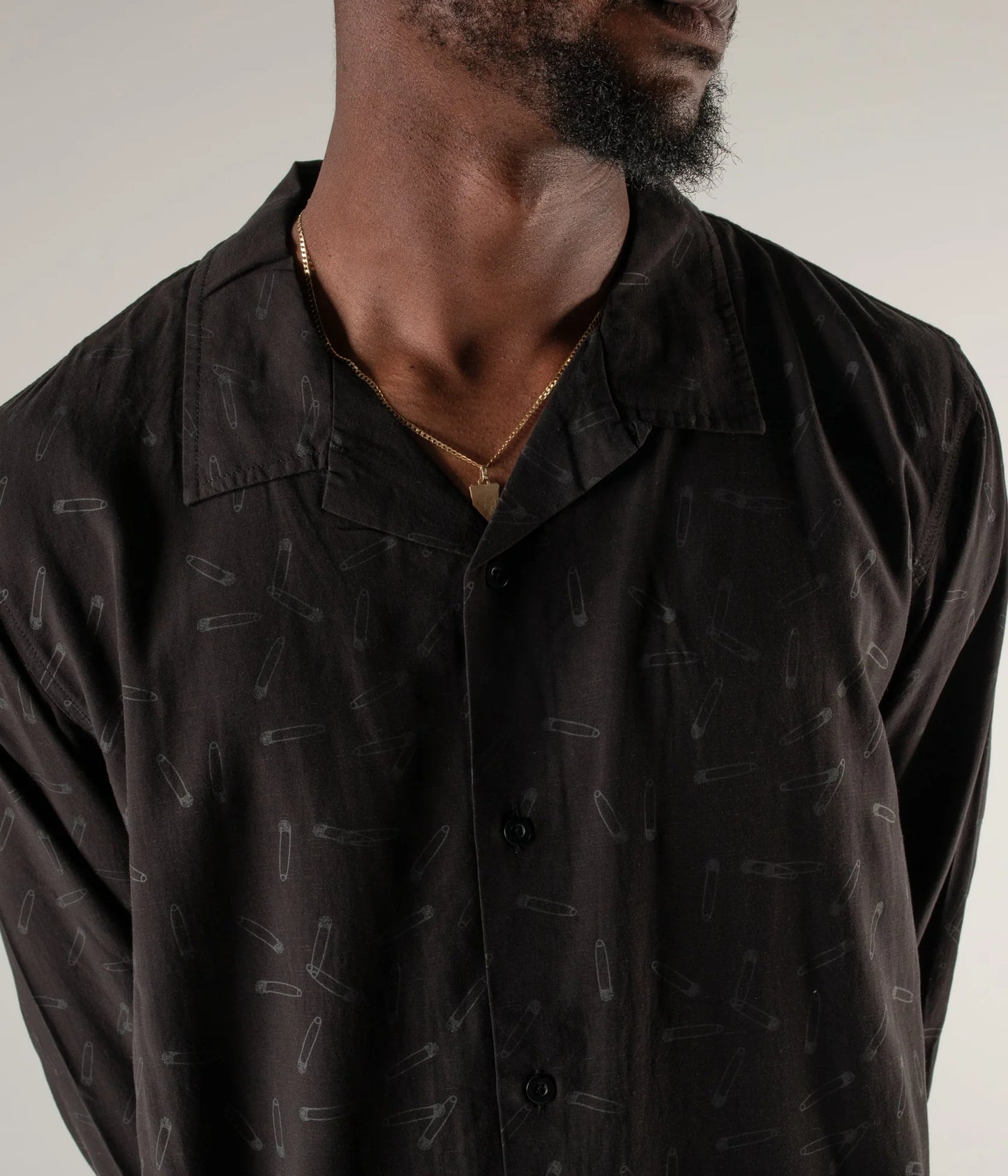 MARILYN FLORAPIN LS SHIRT // BLACK