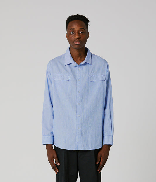 BROADCAST STRIPED LS SHIRT // BLUE WHITE