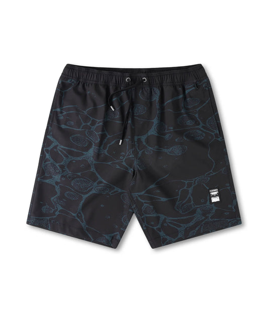 GLOBAL MIND SWANS 18" SWIM TRUNK // BLACK