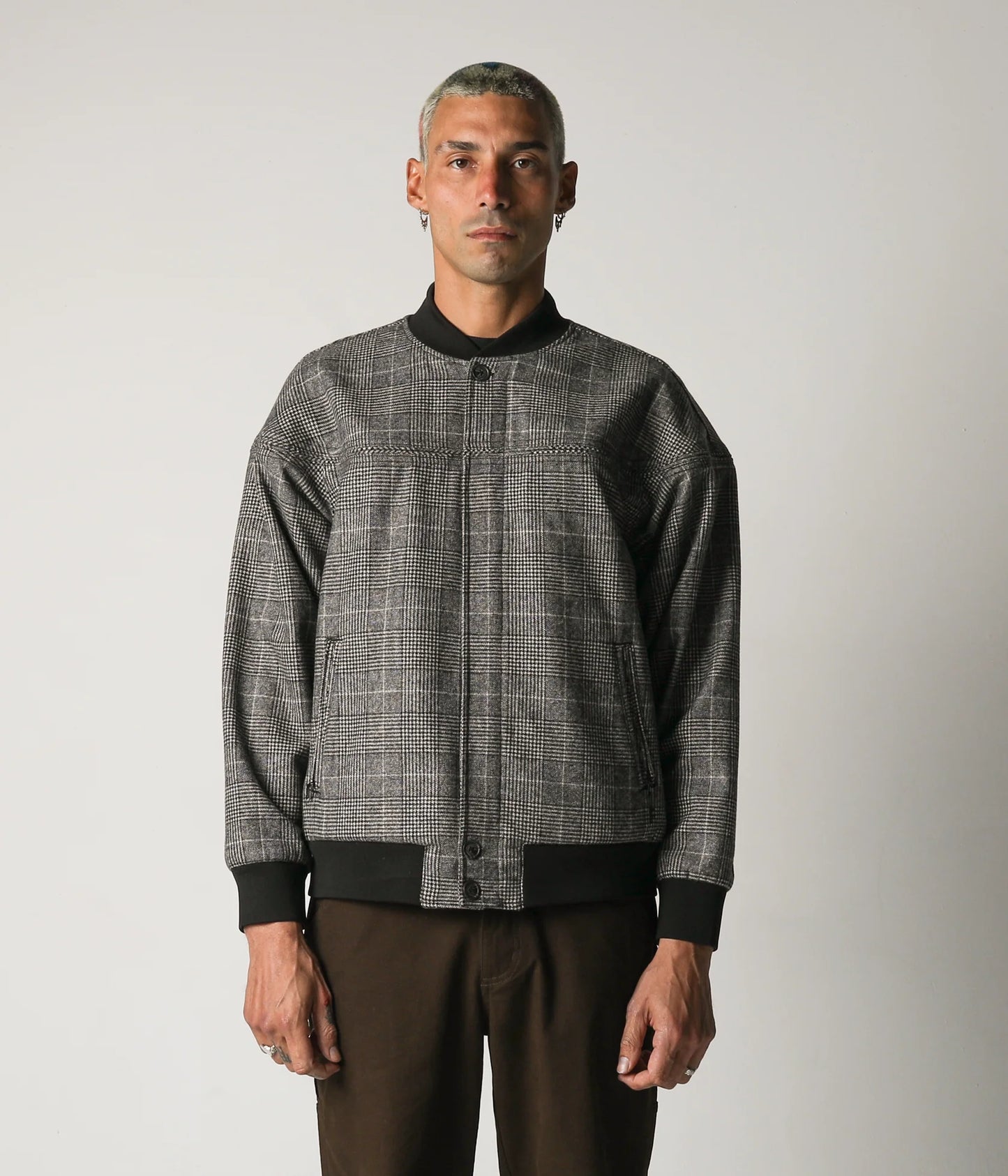 VT CHECK BOMBER JACKET // GREY CHECK