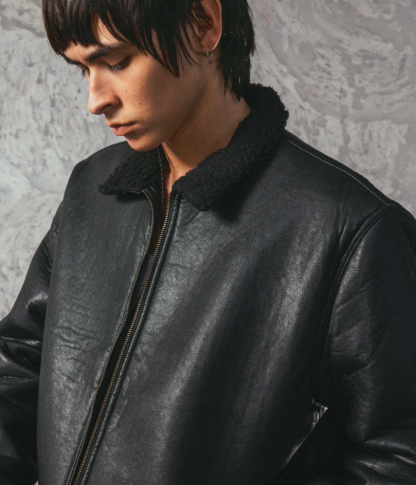 SHERPA LEATHER JACKET // BLACK