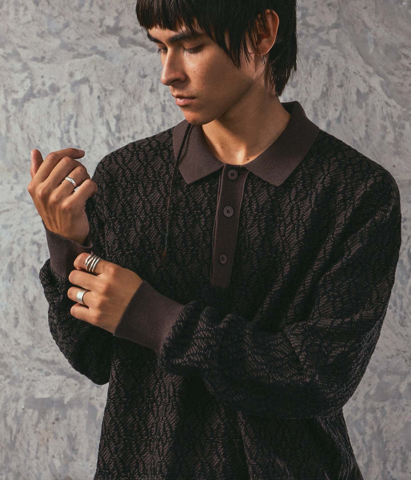 EXPANSION KNIT POLO // BROWN – FORMER MERCHANDISE | JAPAN OFFICIAL