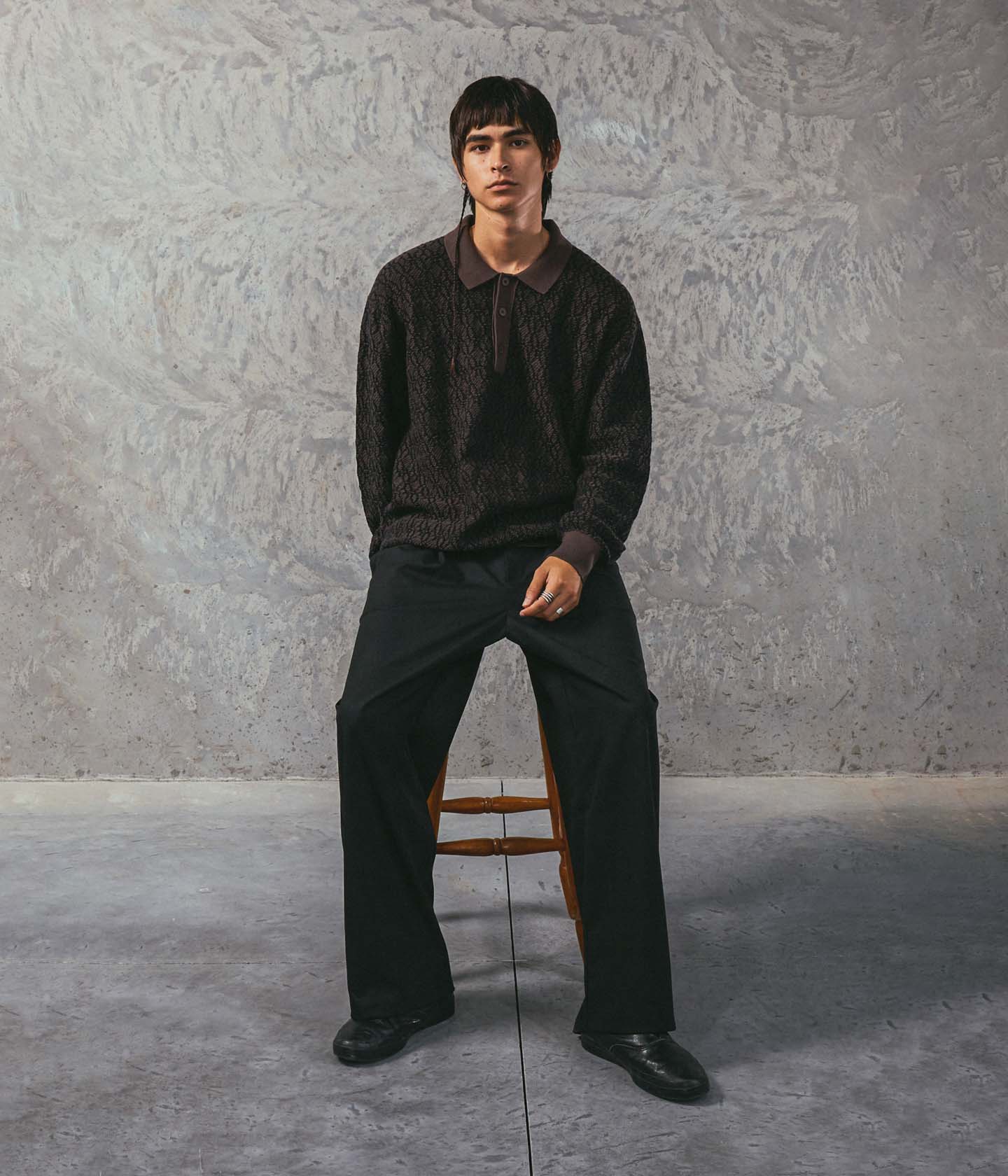 EXPANSION KNIT POLO // BROWN – FORMER MERCHANDISE | JAPAN OFFICIAL