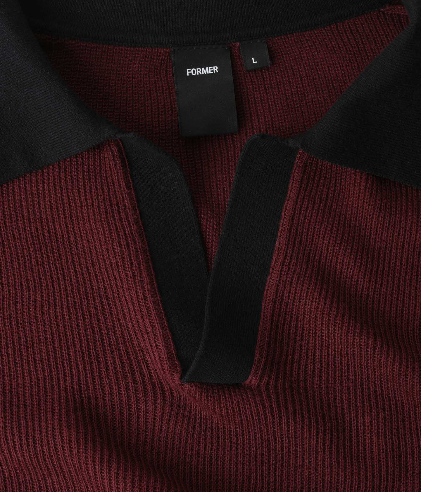 PERCEPTION OPEN COLLAR POLO // BLACK/RED