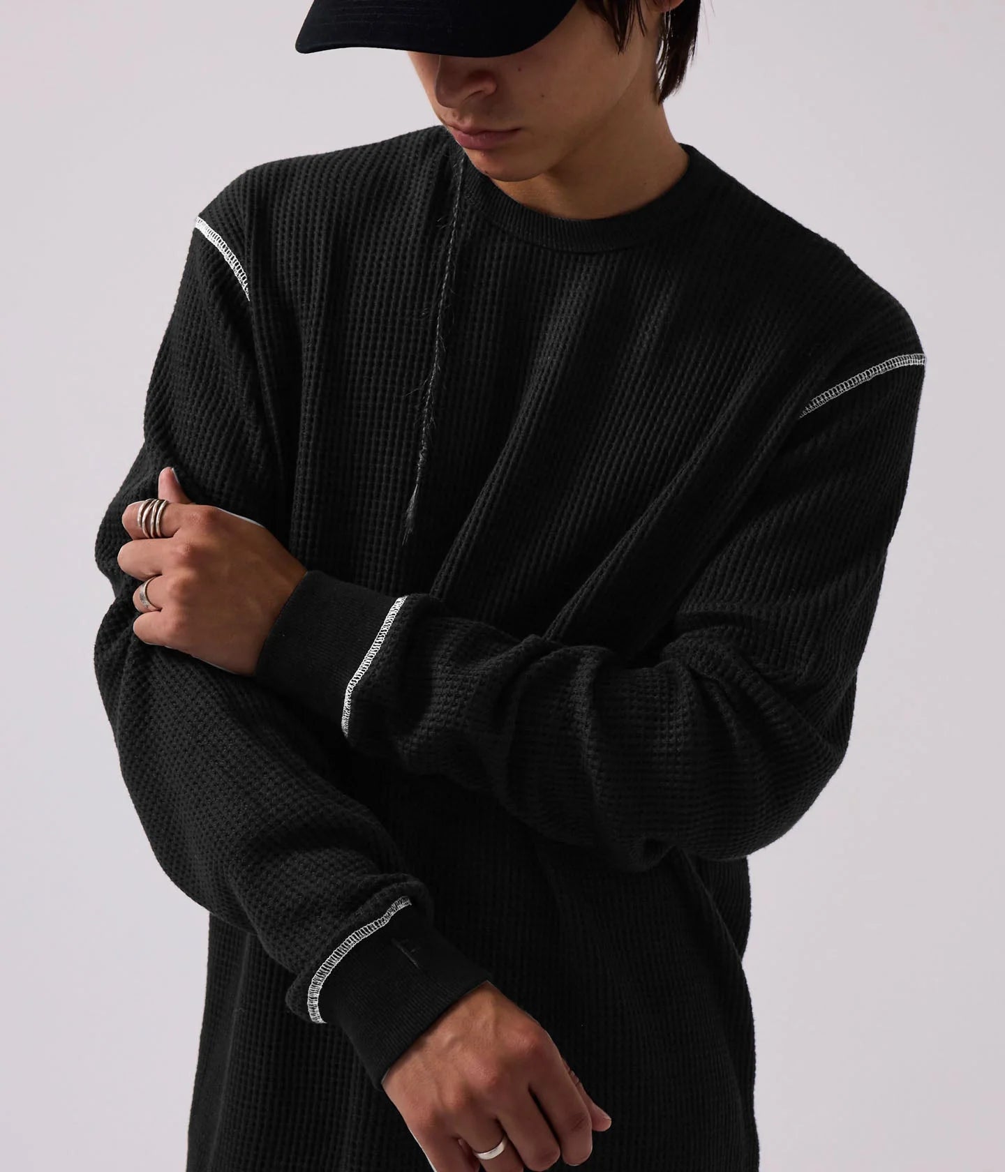 AG WAFFLE LS // BLACK / WHITE